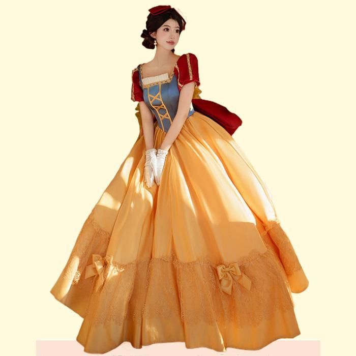 値下げ ドレス パーティー コスプレ 白雪姫 編み上げ 新品 ロング ディズニー コスプレ衣装 ディズニー 白雪姫 ドレス 成人式 結婚式、仮装