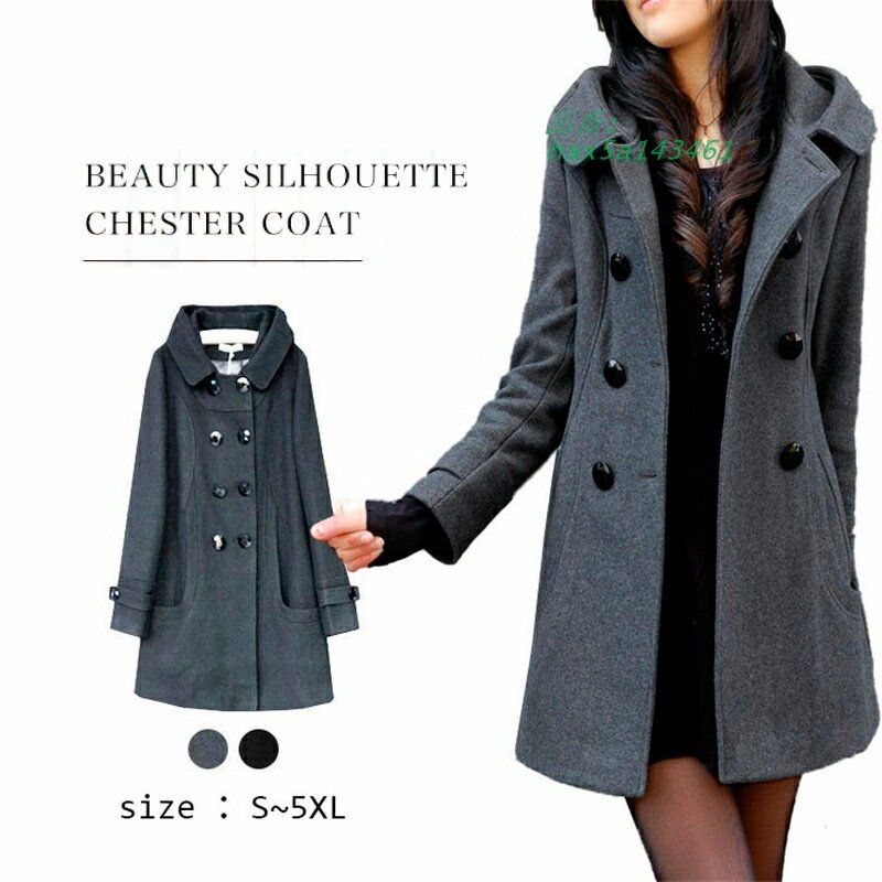 チェスターコート レディース コート ロングコートトレンチコート アウター 長袖 羽織り 春 厚手 グレー きれいめ 黒 カジュアル 大人 大人 着痩せ hax5a143461