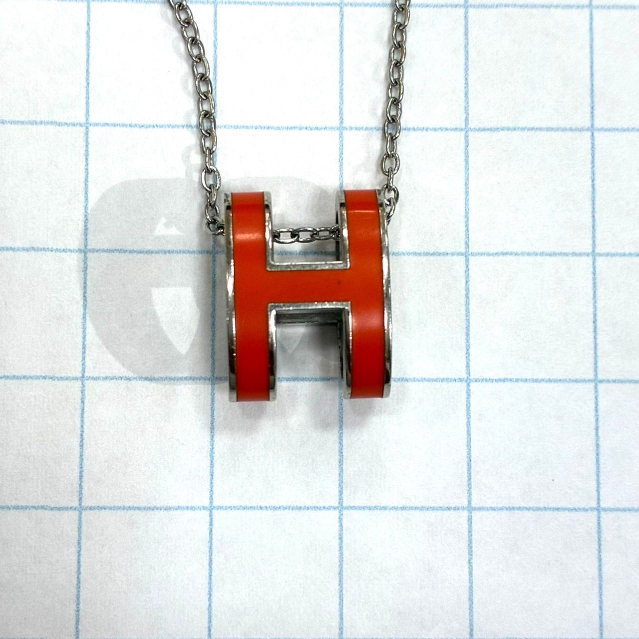 HERMES ペンダント ポップアッシュ オレンジ・ソワ シルバー金具 エルメス HERMES ネックレス ポップH ポップアッシュ オレンジ