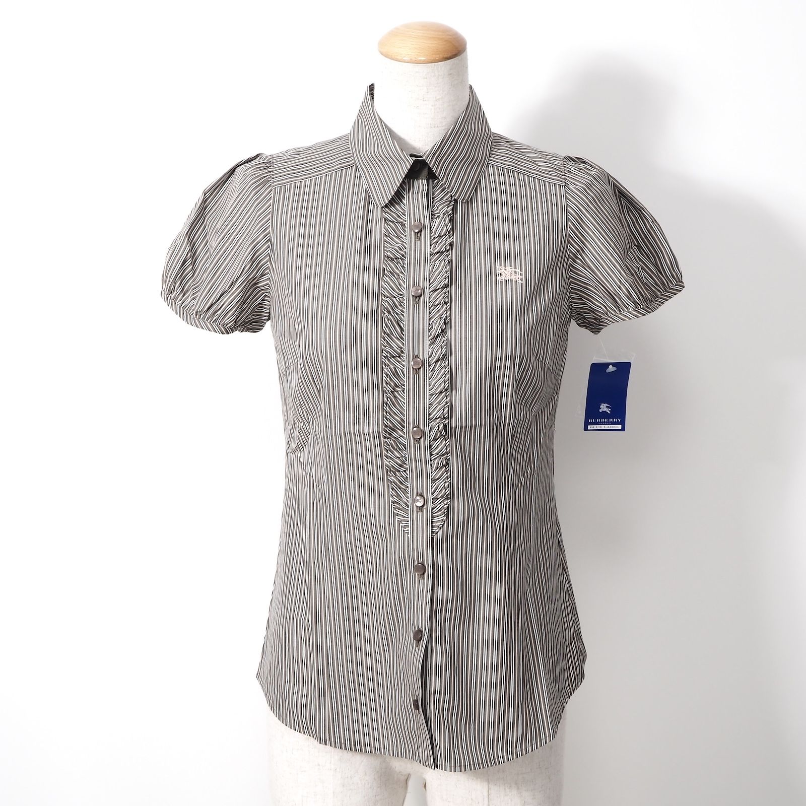 美品✨バーバリー ブルーレーベル 半袖 パフスリーブ　ブラウス 36 ☆未使用 バーバリー Burberry BLUE LABEL 半袖 ブラウス