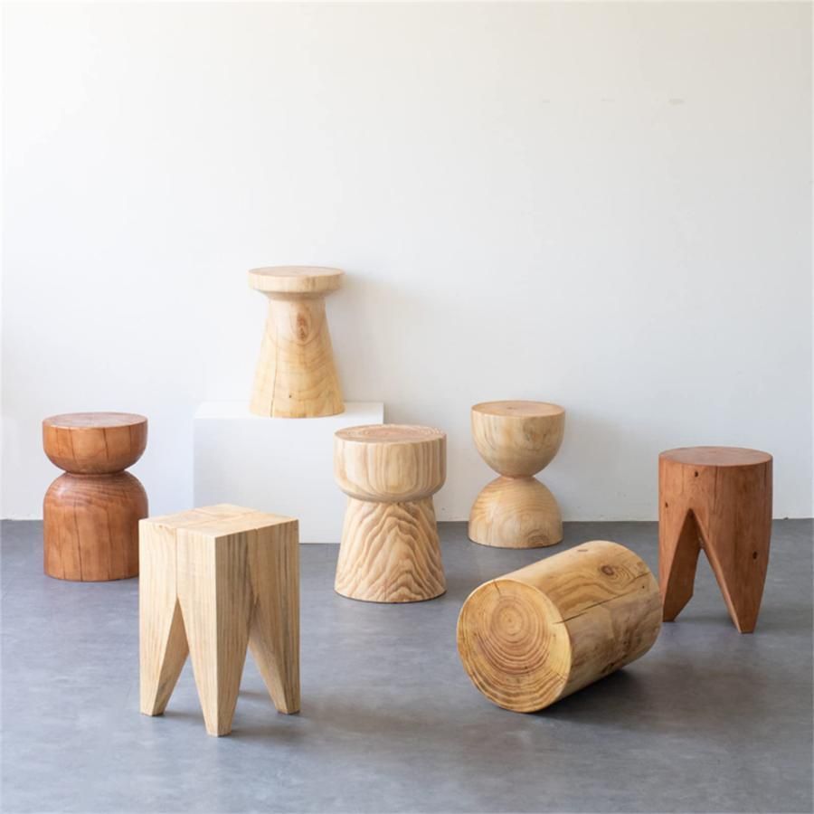 スツールリビングルーム家庭用無垢材スツール家庭用サイドいくつかの丸いスツール低スツール丸太の桟橋ワビB＆Bクリエイティブツリー切り株