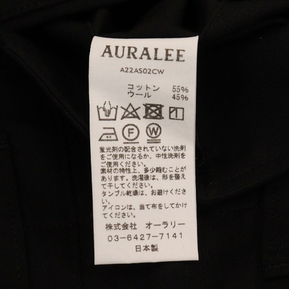 AURALEE (オーラリー) 22AW SUPER FINE WOOL COTTON TWILL SLACKS スーパー ファイン ウール コットン混  ツイル ジップフライ スラックスパンツ ブラック A22AS02CW - メルカリ