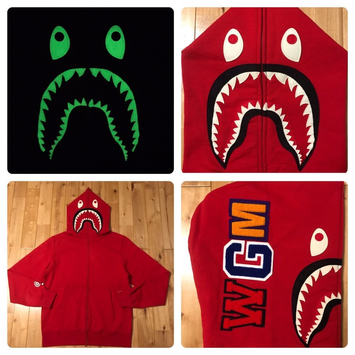 BAPE ☆蓄光☆シャークパーカー レッド 000000007680 - Kametuku Shop