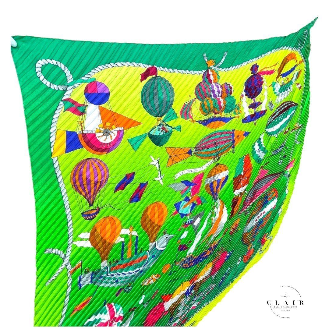 美品 HERMES エルメス プリーツカレ LES FOLIESDU CIEL 大空の