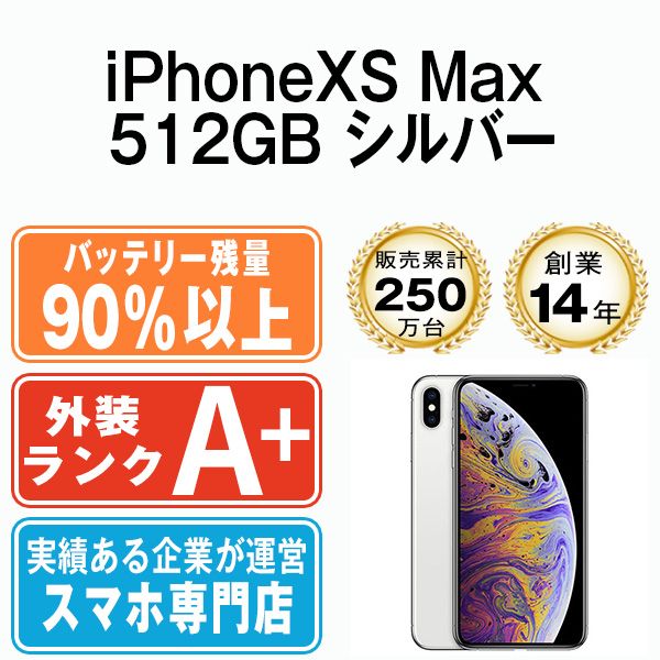 バッテリー90%以上 【中古】 iPhoneXS Max 512GB シルバー SIMフリー 本体 ほぼ新品 スマホ iPhone XS Max  アイフォン アップル apple 【送料無料】 ipxsmmtm927b - メルカリ