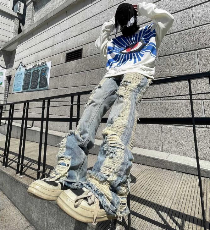 韓国 デニム ストリート ダメージ加工 クラッシュデニム Ｇパン ダメージ加工 クラッシュ デニム ジーパン ストリート 韓国