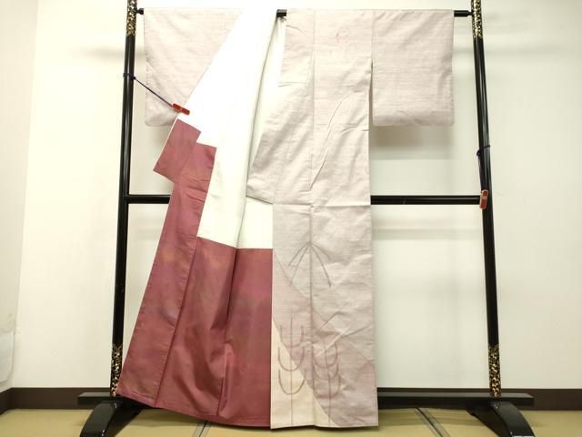 平和屋着物○能州紬 絲藝苑 上島洋山 色留訪問着 抽象文様 正絹 逸品  