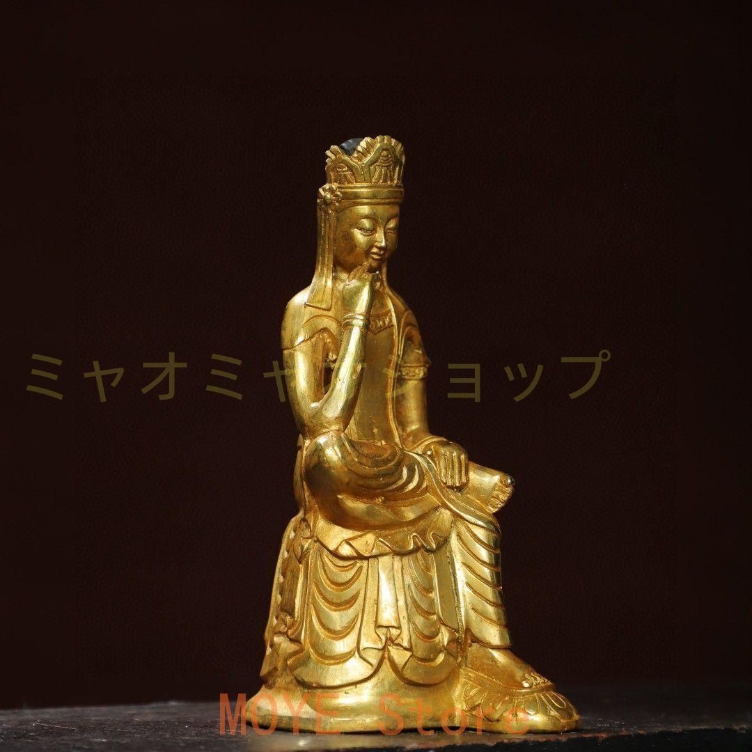 【即納！最大半額!】 仏教美術 仏像 宝冠自在思惟菩薩像仏堂 家内 供養 銅製 彫刻 置物 開運 風水 未使用品