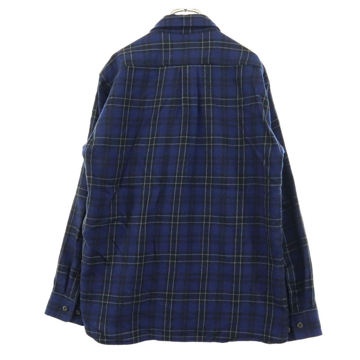 mont-bell モンベル チェック柄 長袖 ウールシャツ M ブルー