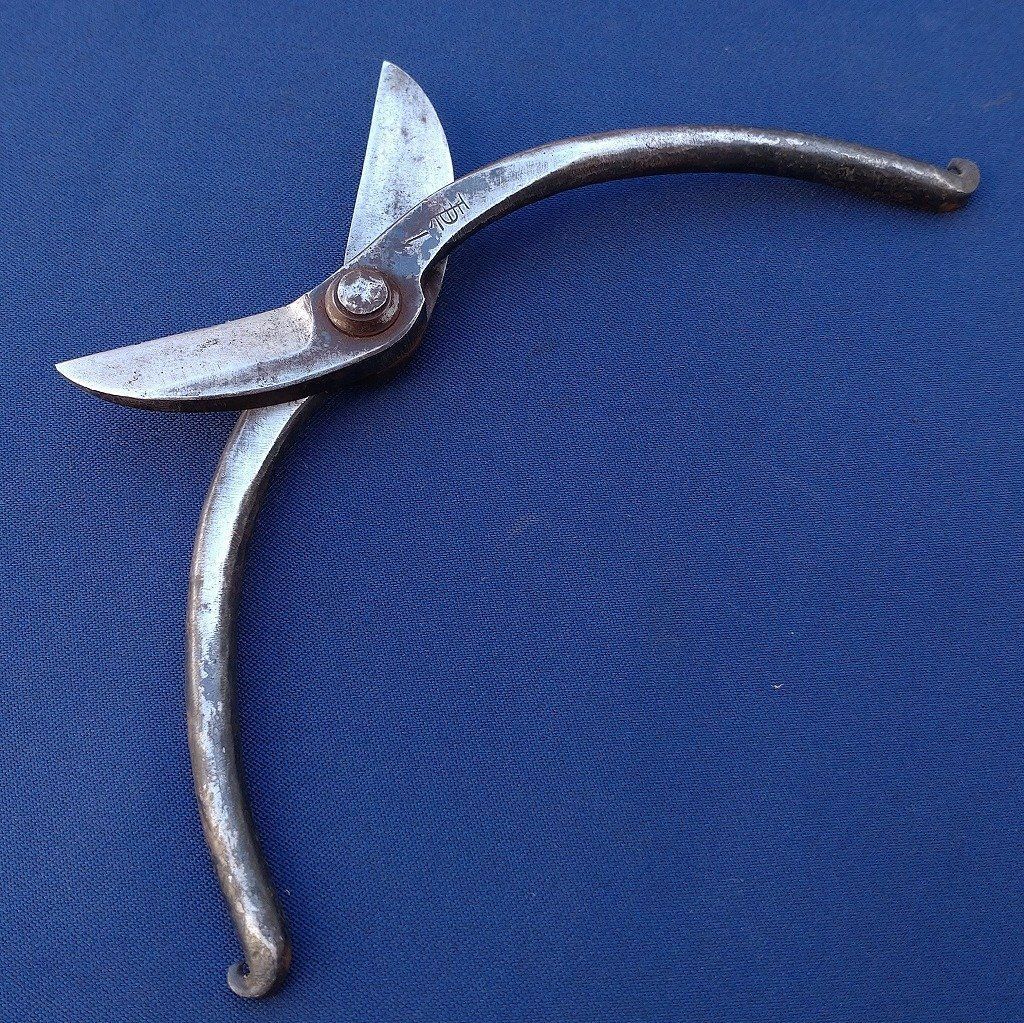 剪定鋏 華道鋏 ？重 全長約185㎜ 花切鋏 植木鋏 盆栽鋏 革鞘付 造園用