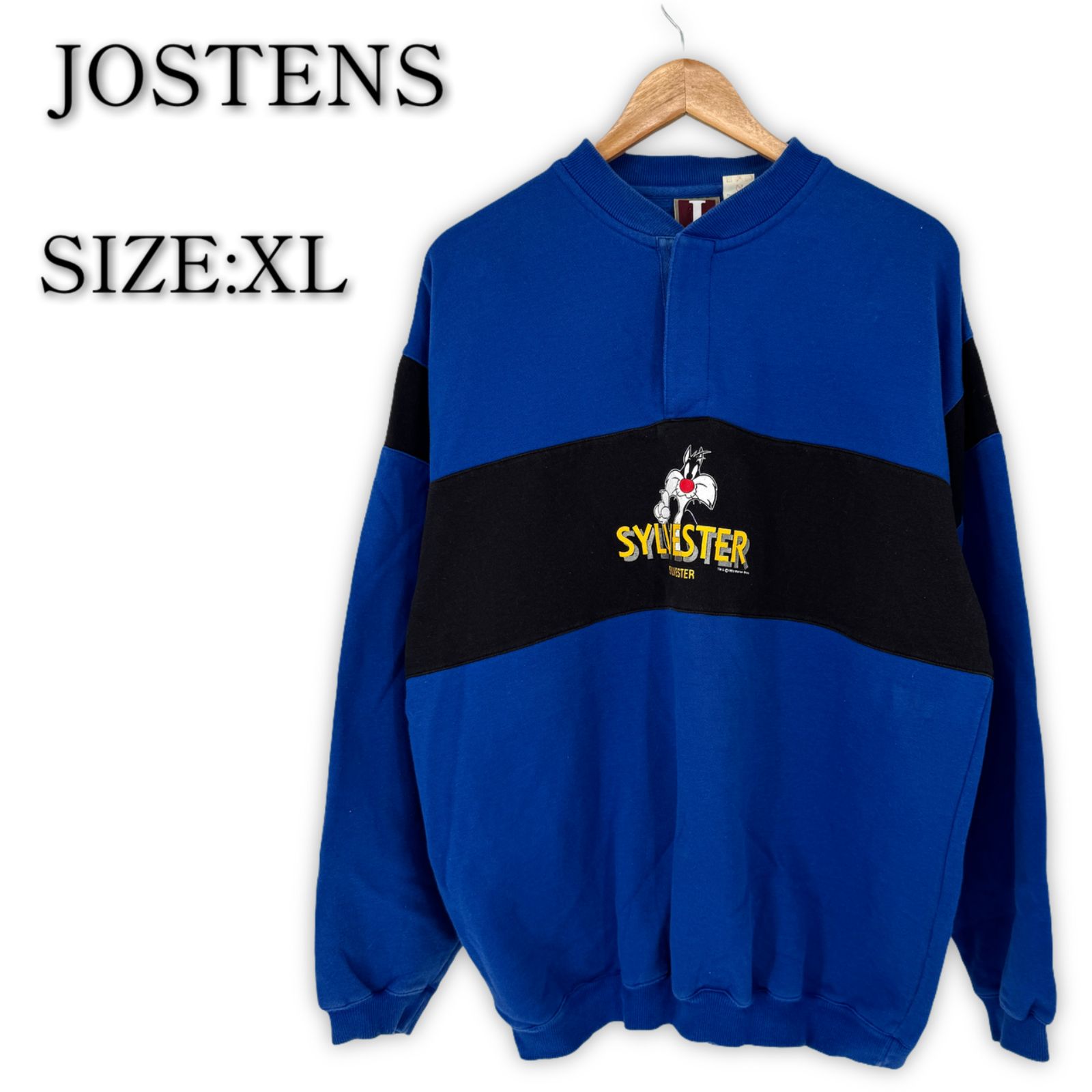 90s JOSTENS SYLVESTER ハーフボタン付き トレーナー スウェット 2L XL 