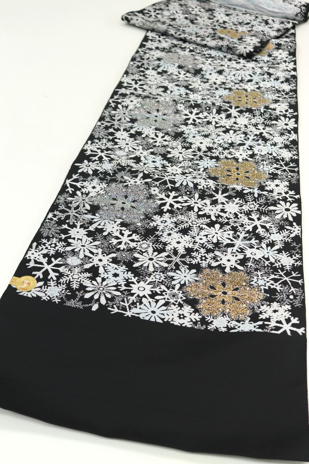 名古屋帯☆雪の結晶☆九寸☆クリスマス☆長尺☆正絹☆西陣織