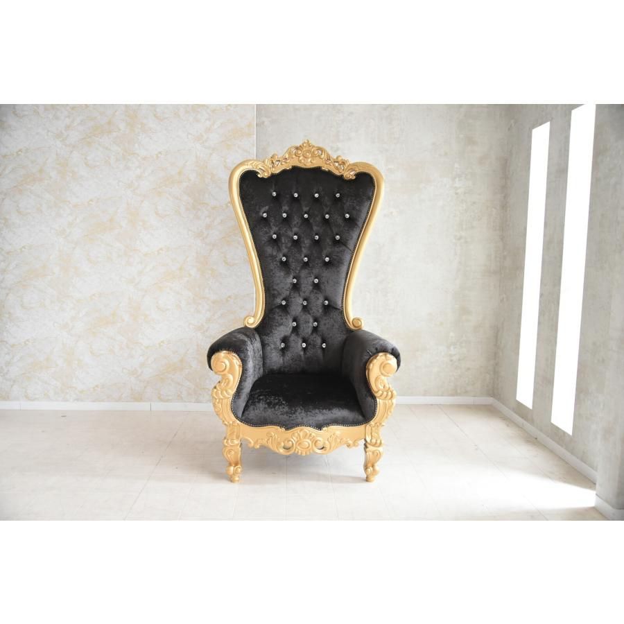 女王様の椅子 クイーン チェア ブラック ゴールド アンティーク ハンドメイド 女王様の椅子 クイーン チェア ブラック ゴールド アンティーク
