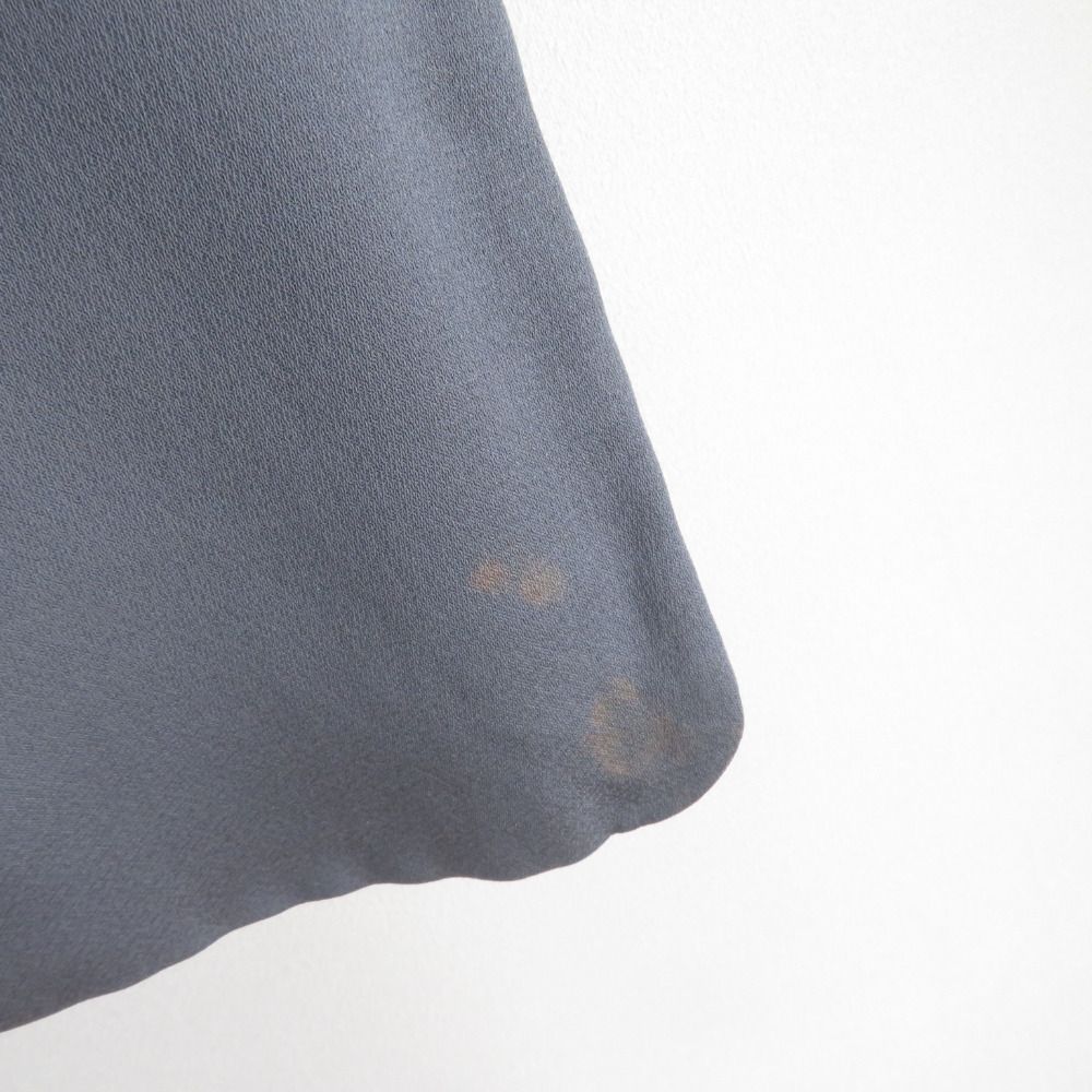 付下げ 刺繍 日本玩具文様 袷 広衿 灰色 正絹 仕立て上がり着物 紋なし