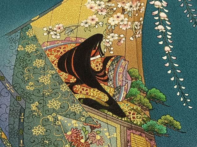 平和屋着物□訪問着 手描き 紫陽花 暈し染め 金彩 正絹 逸品