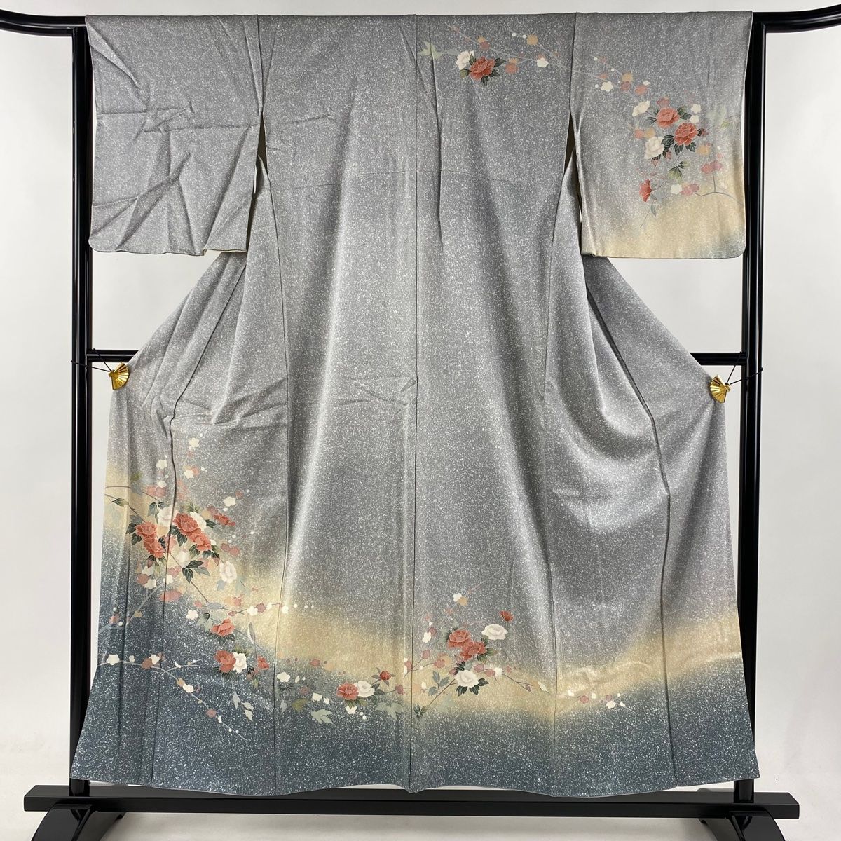 A1213-11/九谷焼/谷敷正人 造/雅彩石楠花文扁壷/花瓶/花器/華道具/ 谷