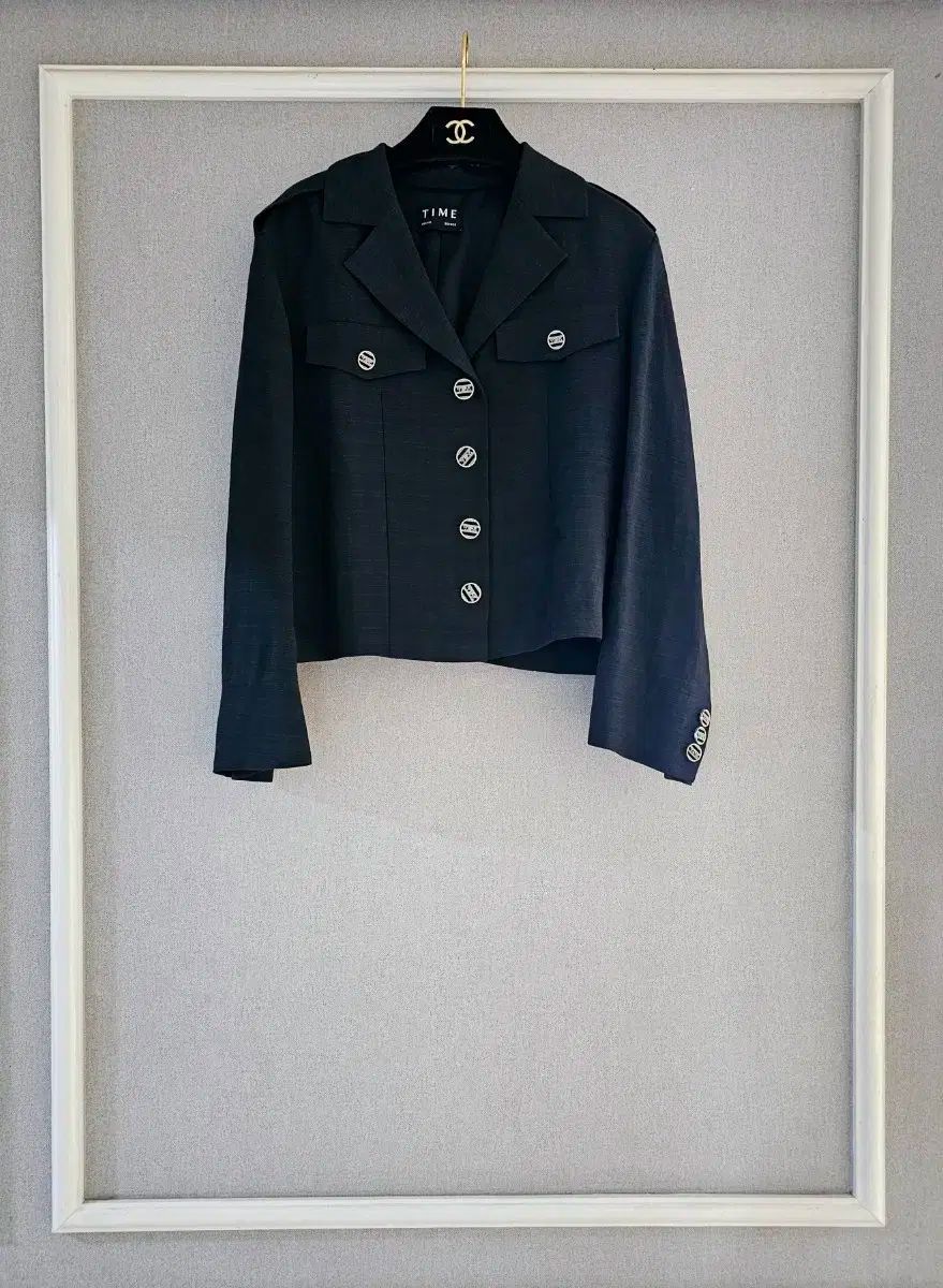 時間_ size 55 リネン ブレンド クロップド シングル ジャケット