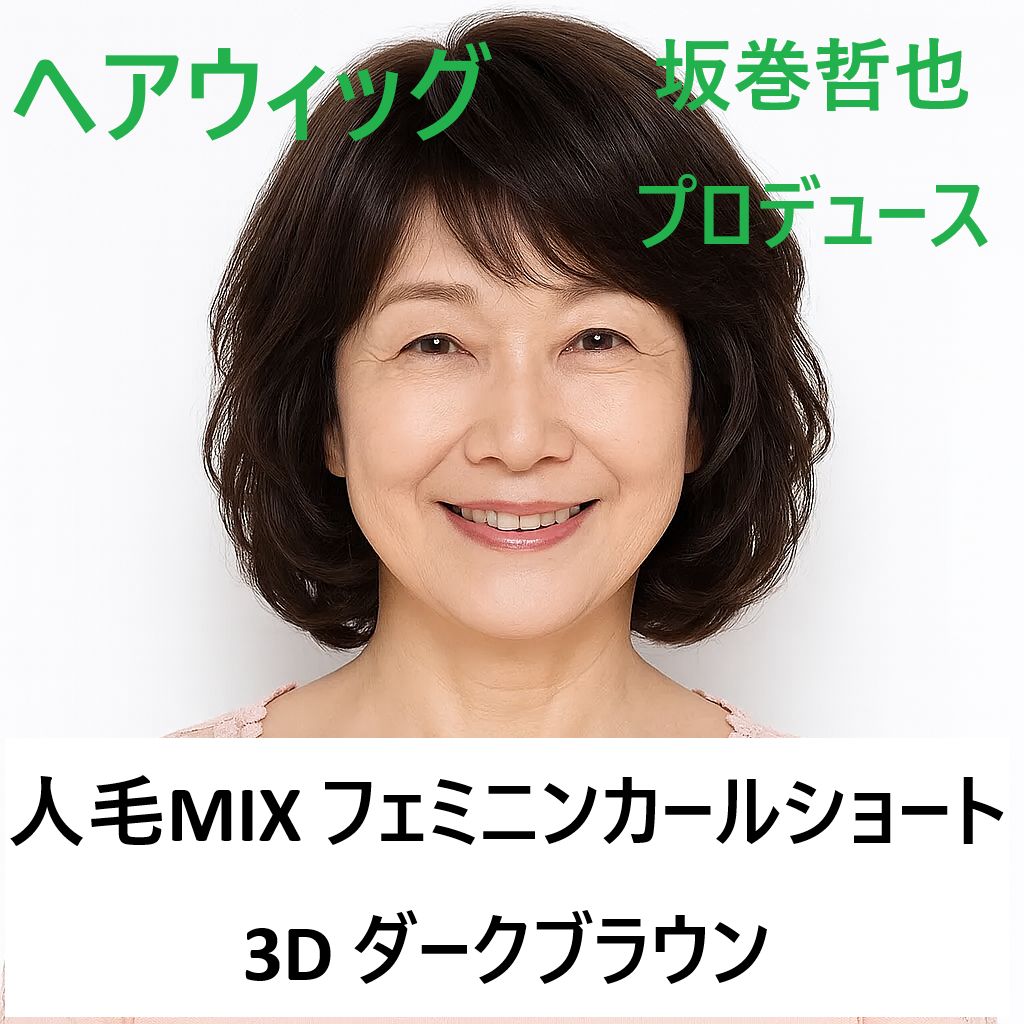 坂巻哲也プロデュース ヘアウィッグ ウェービーショート 坂巻哲也 人毛