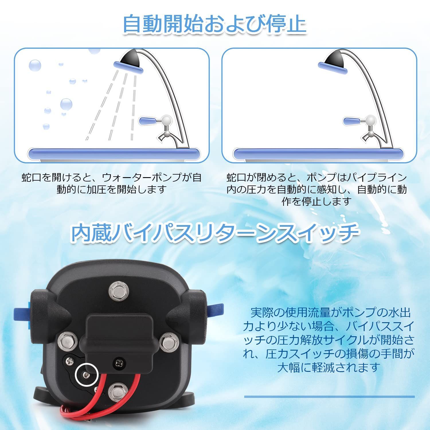 Amarine-made 給水 排水ポンプ 自吸式ウォーターポンプ ダイヤフラム