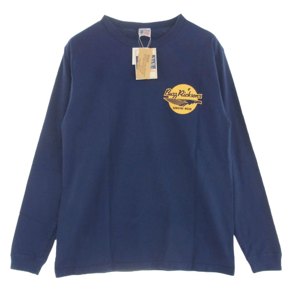 Buzz Rickson's バズリクソンズ BR68419 PEANUTS L/S T-SHIRT TYPE A-3 CAP CLUB ピーナッツ 長袖 ロングスリーブ Tシャツ ロンT ネイビー系 M【美品】【中古】