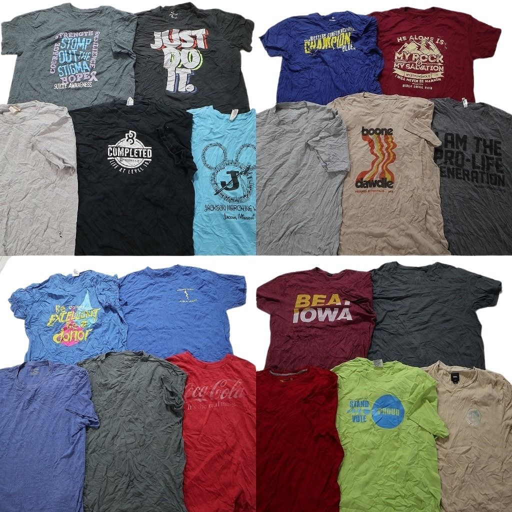 古着卸 まとめ売り カラーmix プリント 半袖Tシャツ 20枚セット (メンズ L ) アシックス バンズ ナイキ コカ・コーラ 企業 MU3246