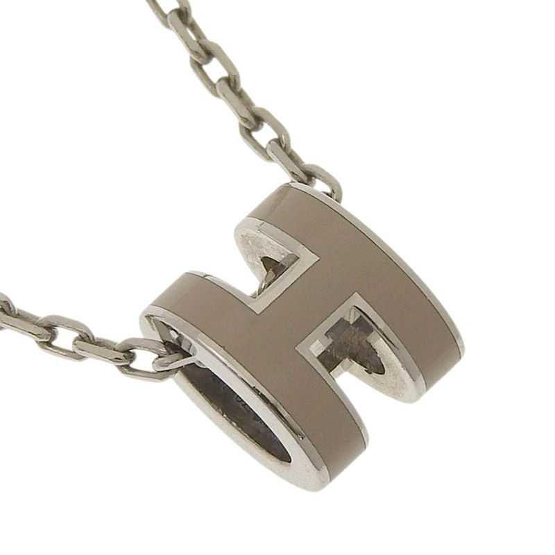 エルメス HERMES ミニポップアッシュ ネックレス グレージュ シルバー