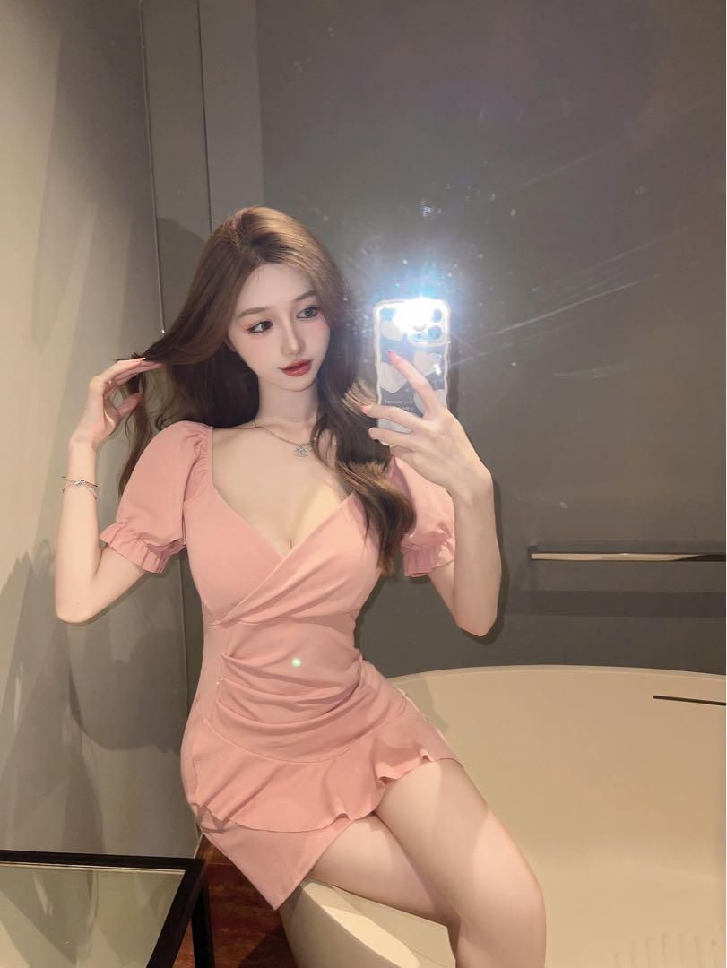 韓国 服 レディース ワンピース ピンク ミニドレス 半袖 キャバドレス ピンク 韓国 服 レディース ワンピース ピンク ミニドレス 半袖 キャバ