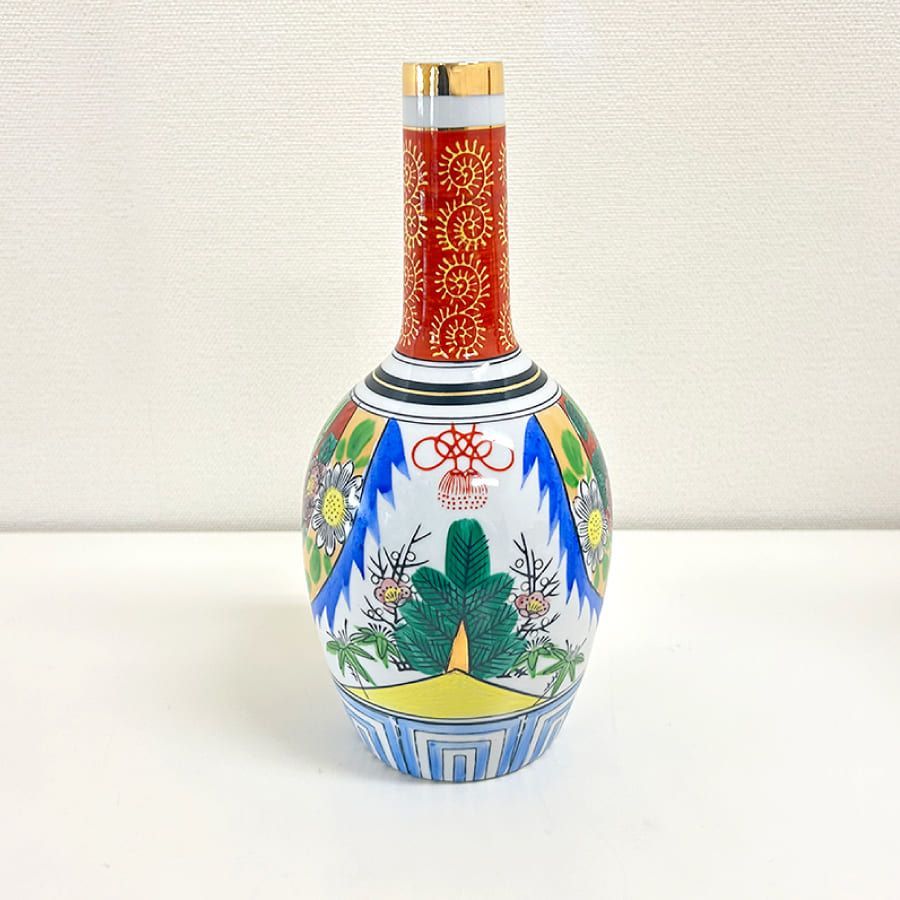 【SALE品】九谷焼 九谷玉神酒 1尺 幅14.3cm×長さ29.5cm 神具 神棚 玉神酒の器 御神酒 神酒口 酒器 徳利 祝い事 正月