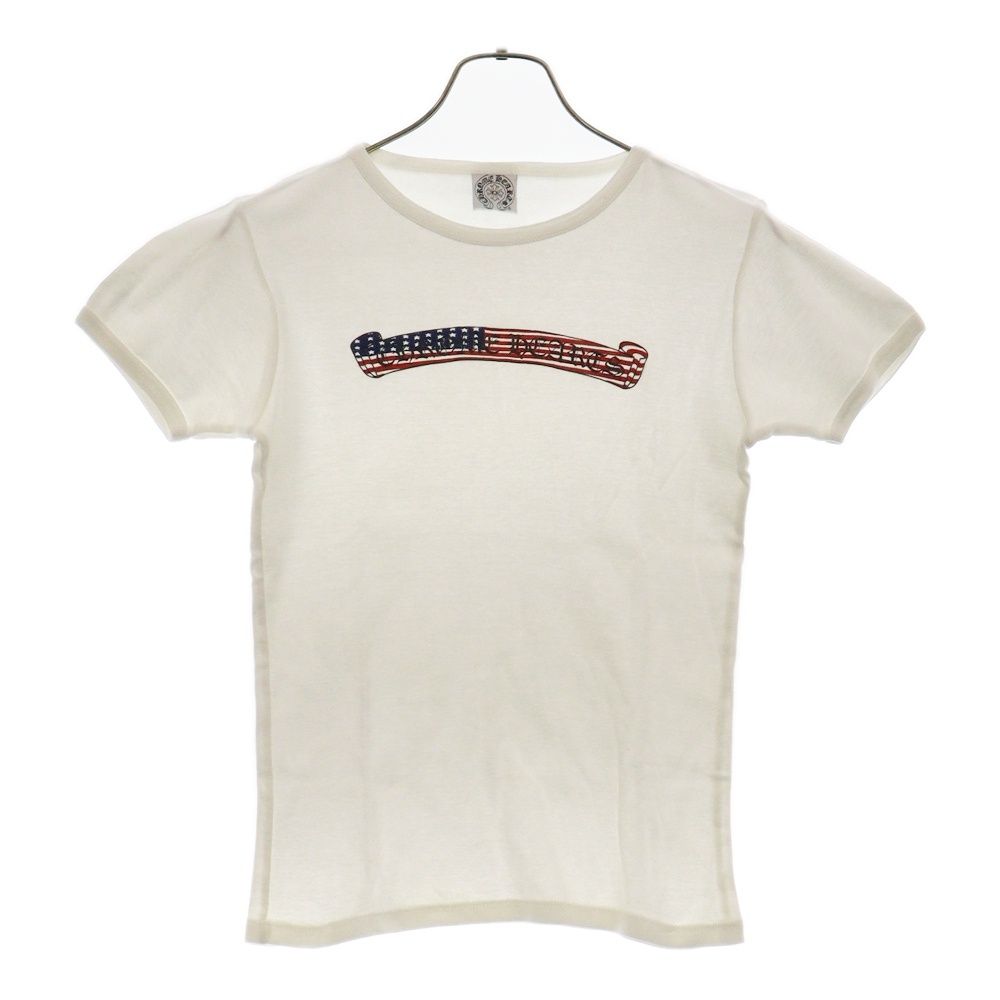 CHROME HEARTS (クロムハーツ) オールド アメリカン ロゴプリント 半袖クルーネックTシャツカットソー ホワイト