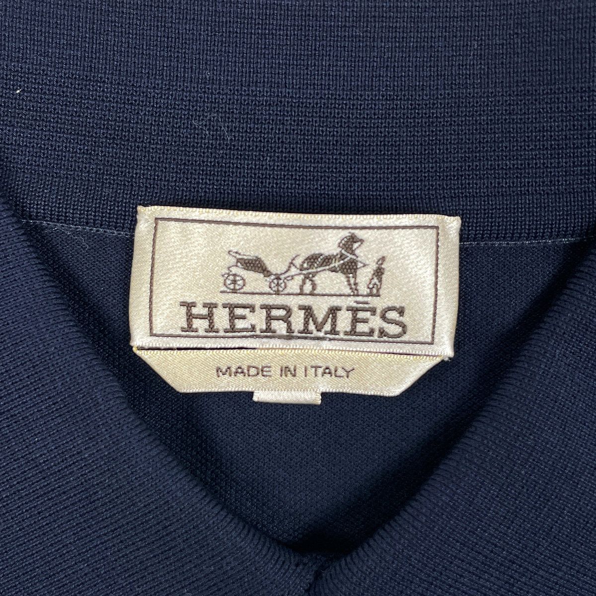 エルメス HERMES Hロゴ ポロシャツ 半袖 トップス ポロシャツ コットン ネイビー メンズ KARIMZIABAT_FR