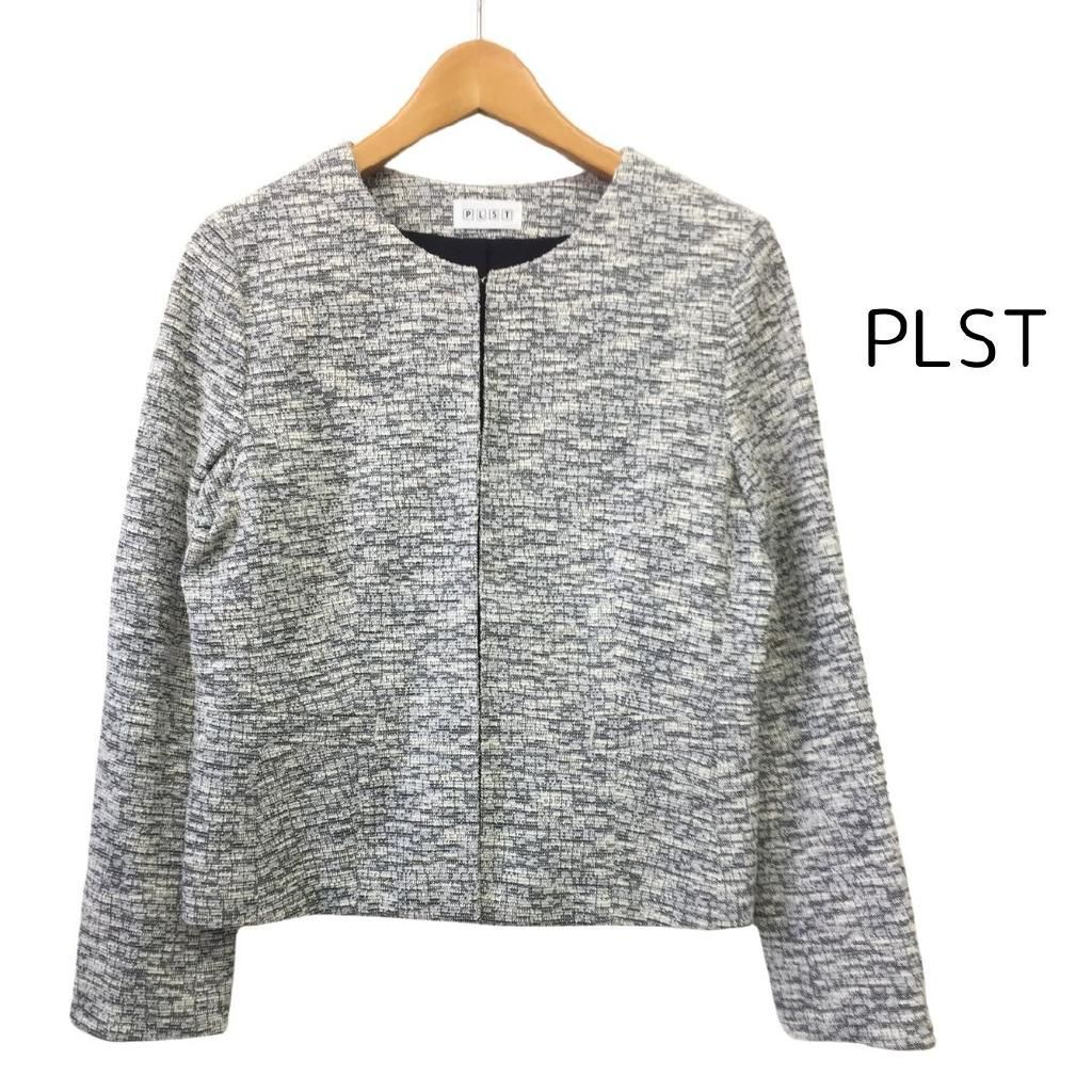 VERY掲載 PLST プラステ ツイードジャケット M PLST プラステ ジャケット ツイード ノーカラー ミックスカラー