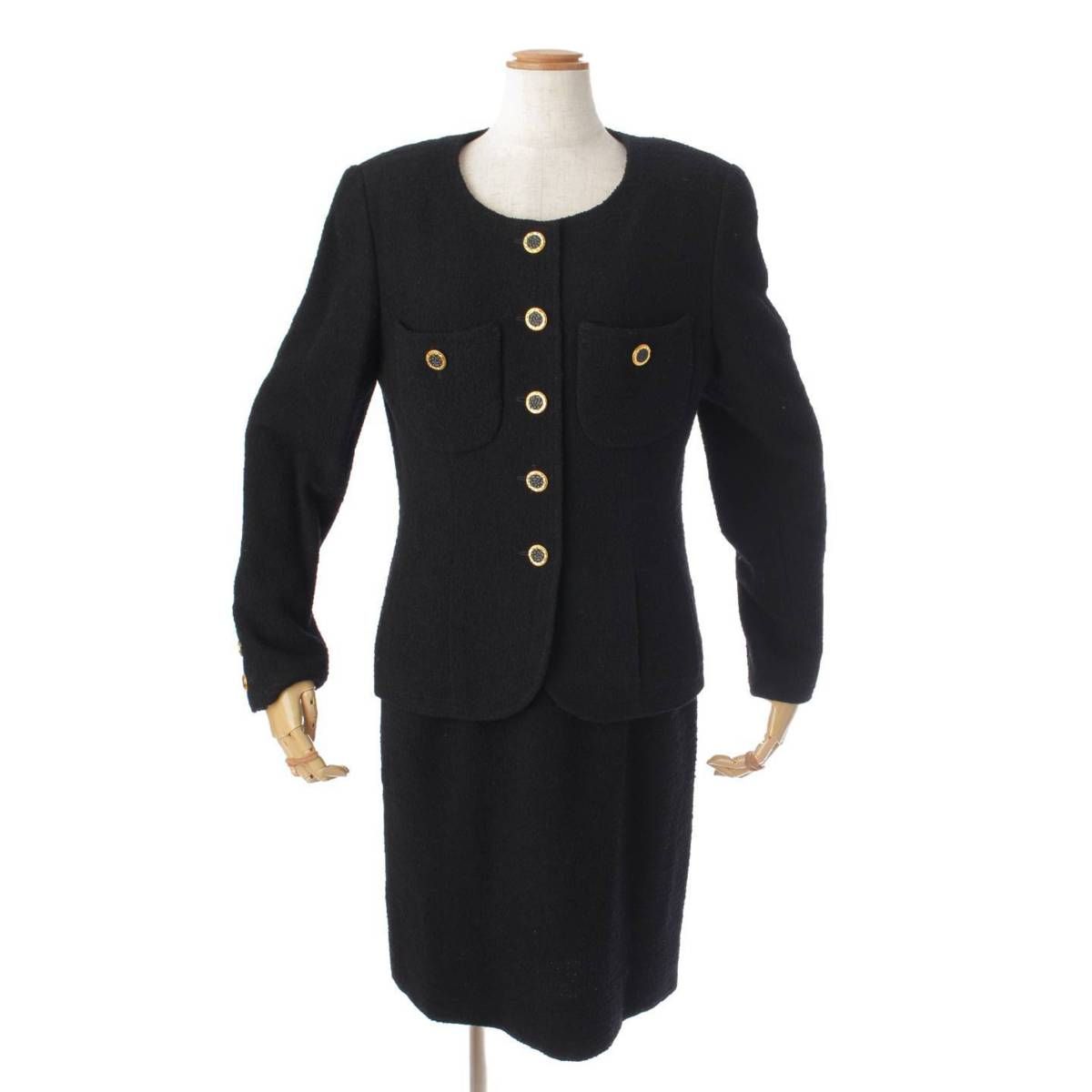 ヴィンテージ シャネル ジャケット 38 シャネル】Chanel ヴィンテージ セットアップ ノーカラー ジャケット