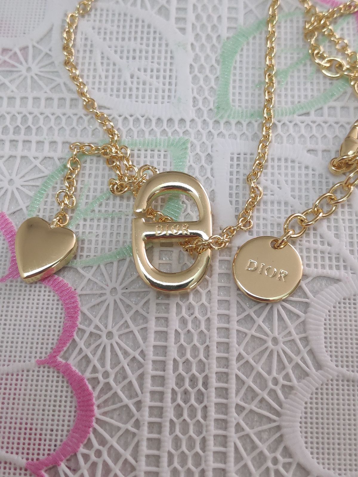 クリスチャンディオール✨Dior ネックレス 金色 CD NAVY ハート