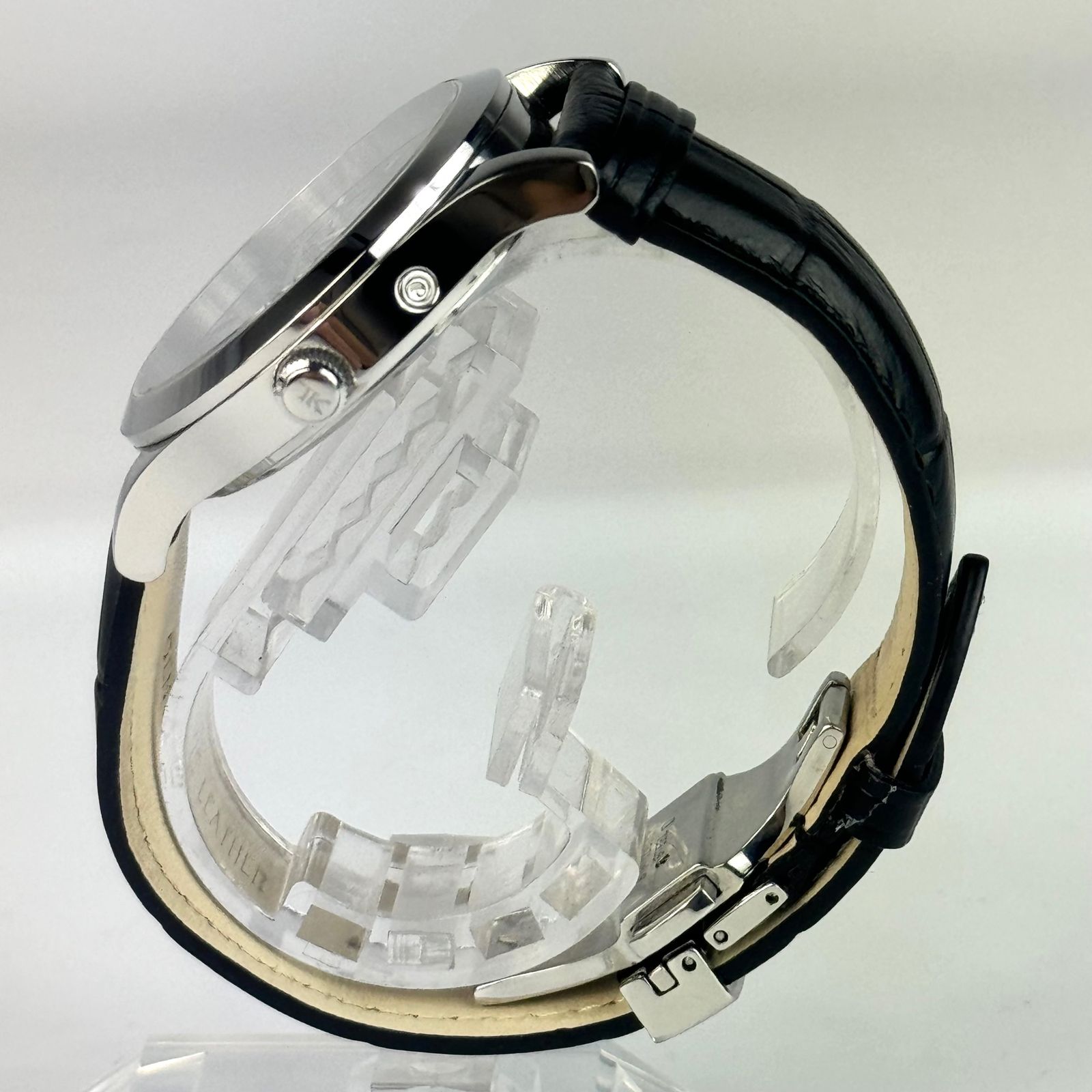 美品】KARL LEIMON カルレイモン CLASSIC PIONEER クォーツ グレー 革 