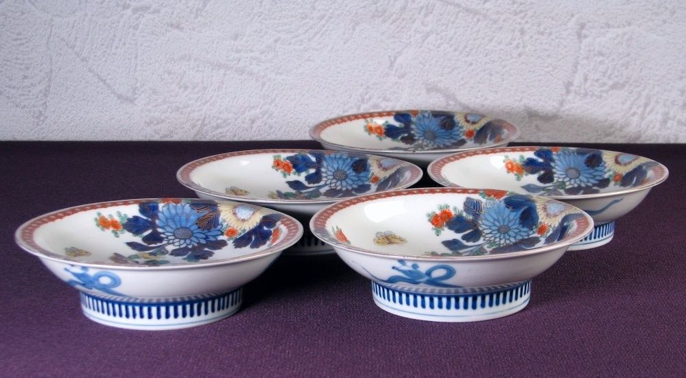 蝶文高台皿5客 幅