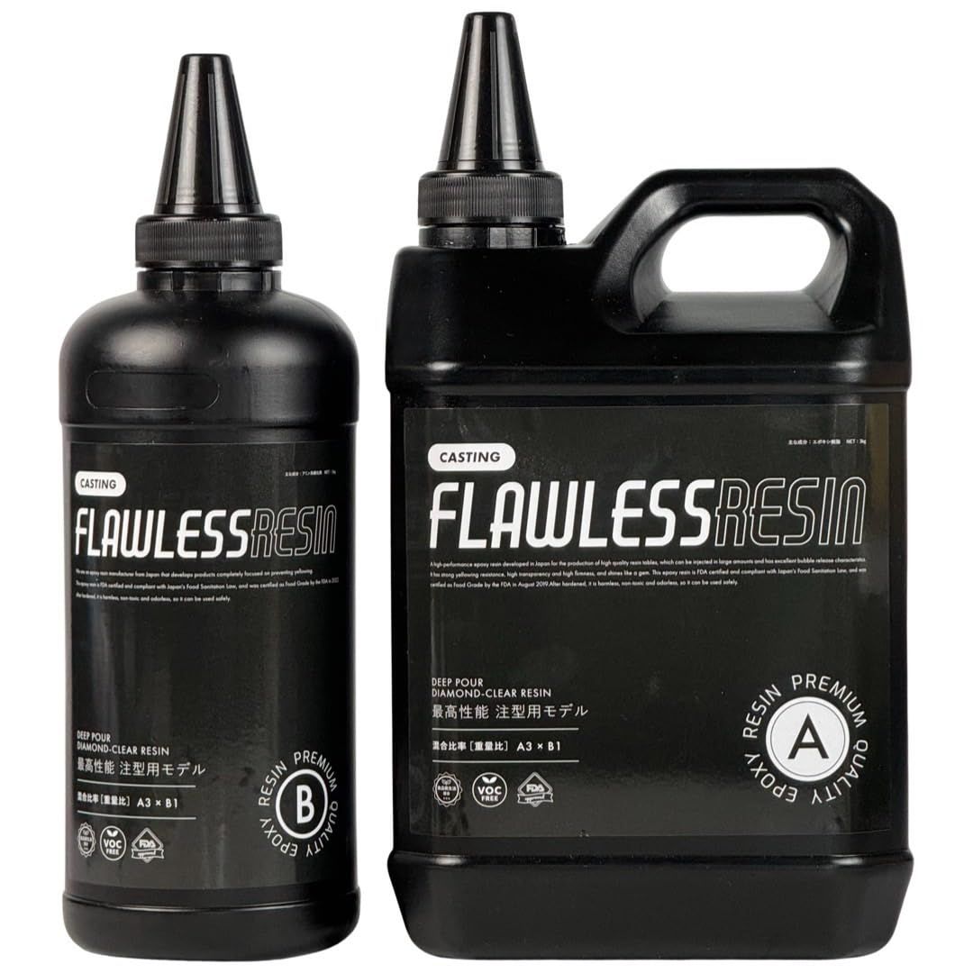 4kg 遅延硬化タイプ 2液性レジン液 高性能エポキシ樹脂 レジンテーブル 注型用 リバーテーブル フローレスレジン 各種大型立体作品用