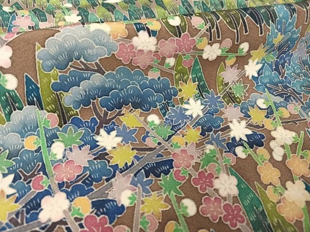 平和屋着物●本加賀友禅作家 高野富夫 黒留袖 樹林風景飛鳥文 ロング丈 正絹 AABA5058np KIN-KAAI_COM