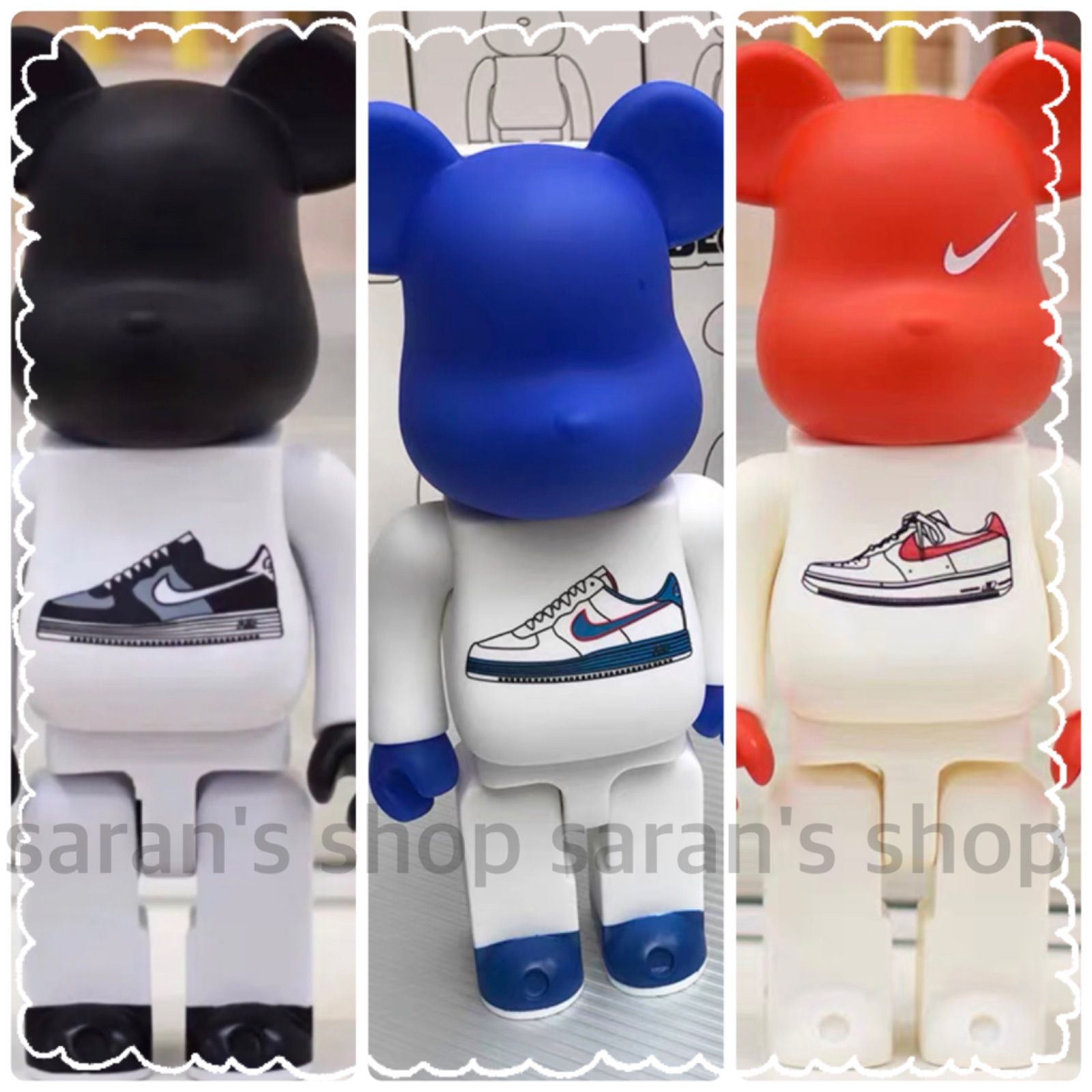 【割引価格】ベアブリック  BE@RBRICK 400% 28センチ ナイキ NIKE 白 青 赤 三体セット