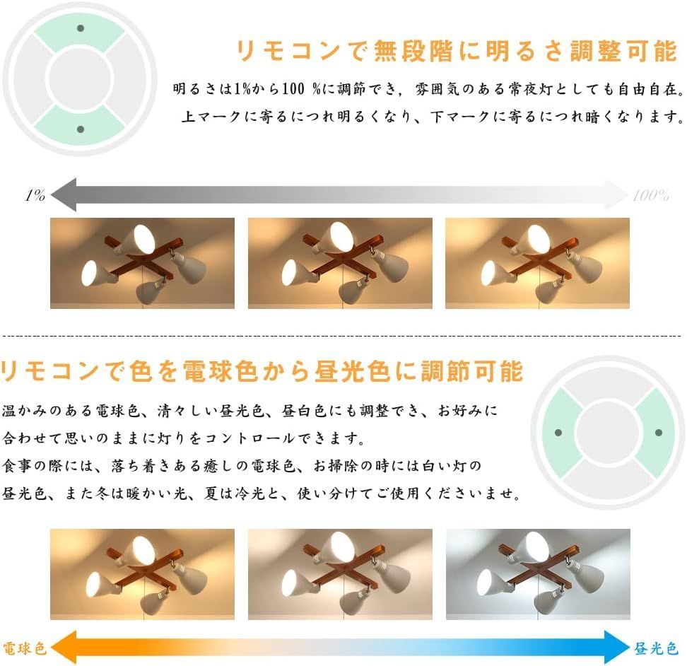 新品 共同照明 シーリングライト 4灯 おしゃれ 調光 調色 ライト 角度