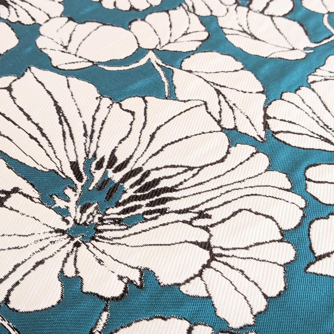 新品・仕立て上がり】正絹 袋帯 絹100％ モダン 青 緑 ターコイズ b74  