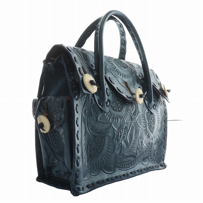 Carving Tribes ネイビー ハンドバッグ カービングトライブス carvingtribes レザー ハンドバッグ