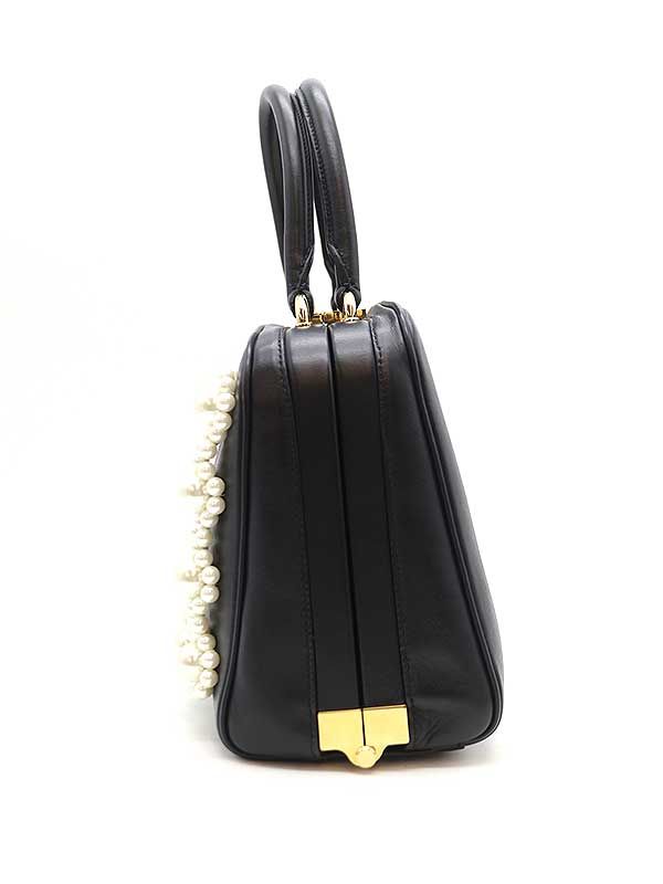 【大人気】Simone Rocha フラワーパール レザーショルダーバッグ Simone Rocha シモーネ ロシャ パールフラワー装飾 2WAYレザー