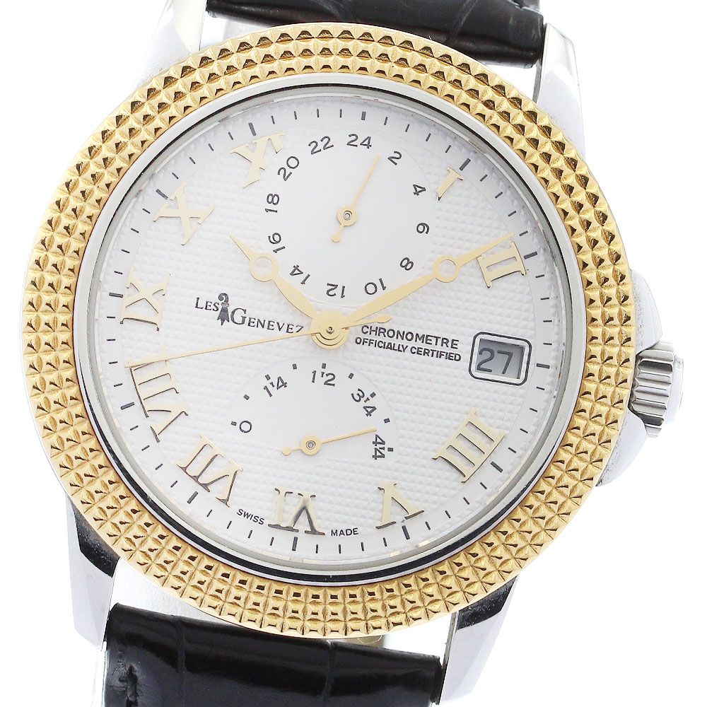 レ・ジェネヴェ LES GENEVEZ 81005 パワーリザーブ GMT 自動巻き 