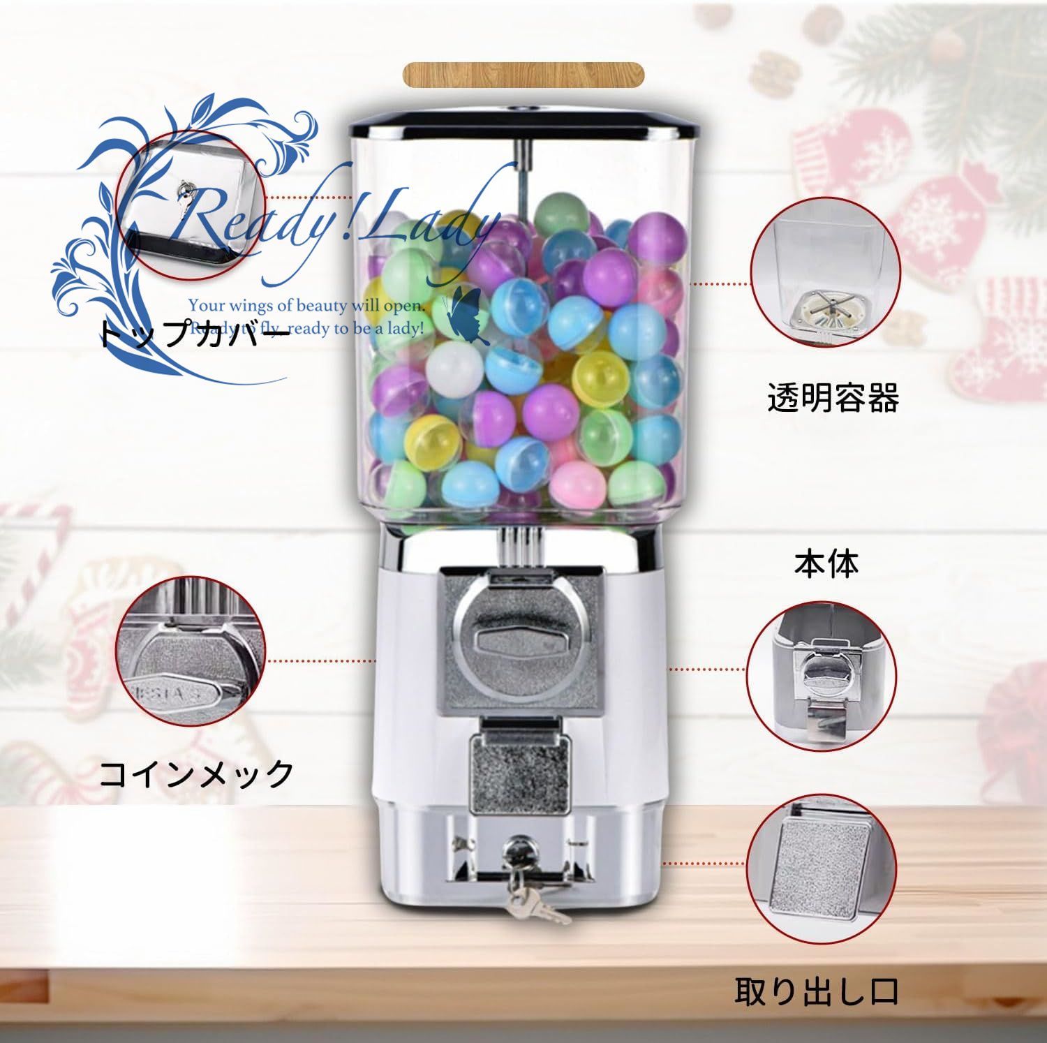 美品！ガチャガチャ本体　非売品ディスプレイ　カプセル中身付き！ Bxzzuisガチャマシン 本体 ガチャマシン コインなしガチャポン