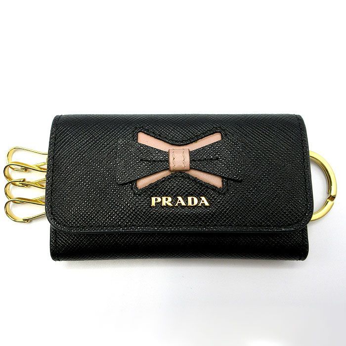 新品 PRADA 判ら キーケース プラダ リボン