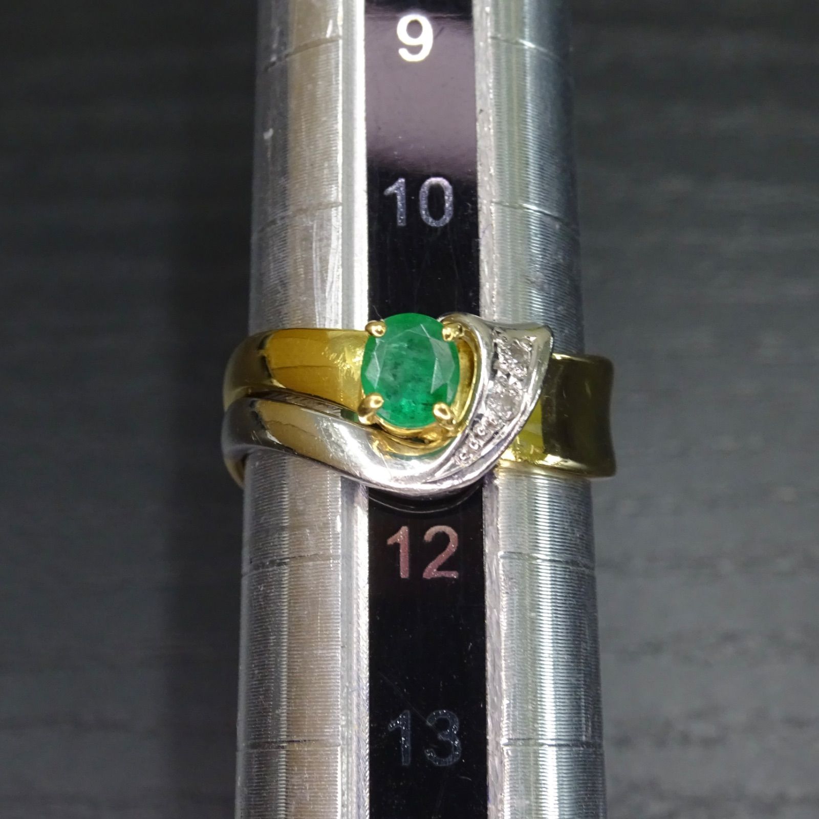 18金 K18 ゴールド GOLD 750 プラチナ pt900 天然エメラルド0.40ct