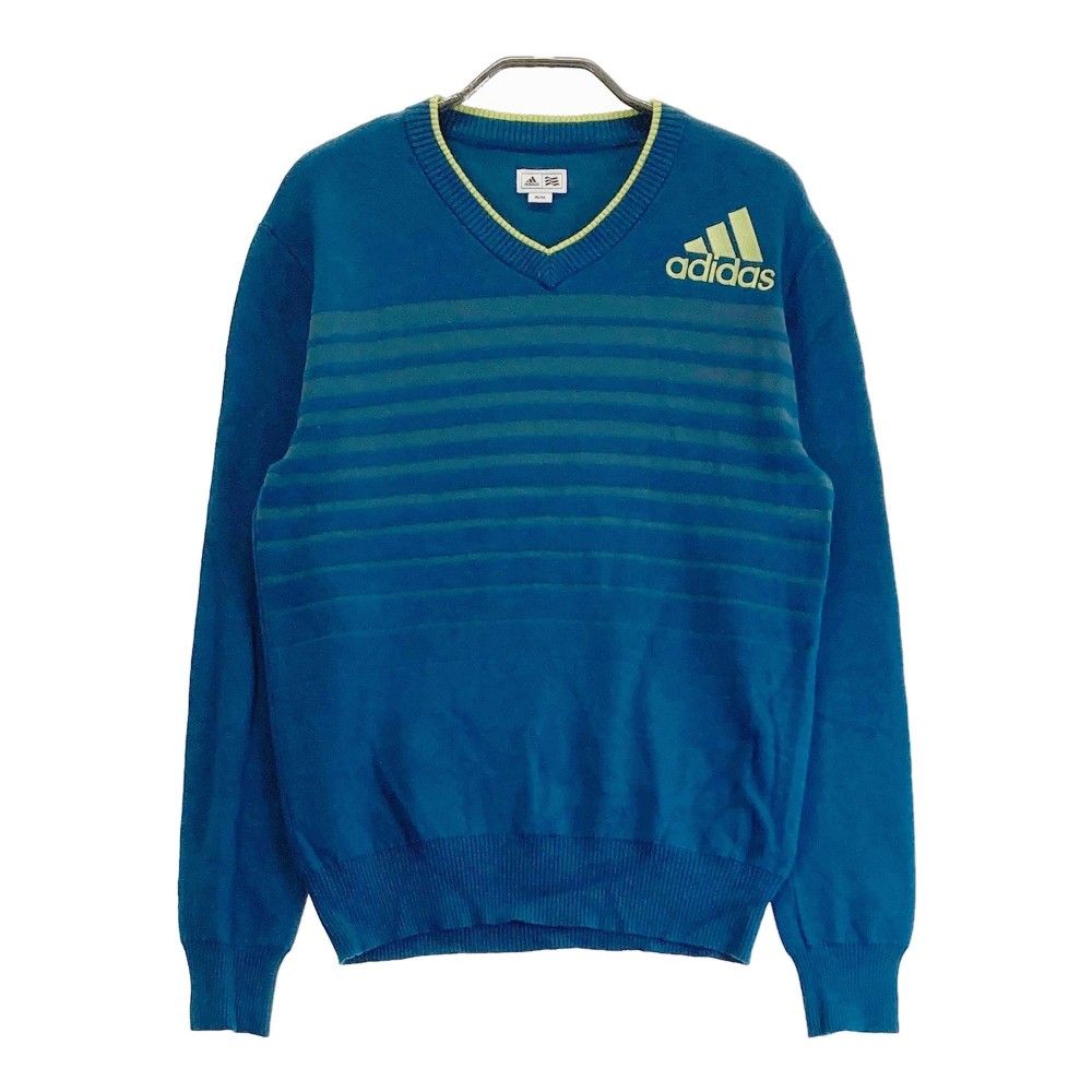 サイズ：M ADIDAS GOLF アディダスゴルフ  ニットセーター ボーダー柄 ブルー系 [240001685849] ゴルフウェア メンズ ストスト