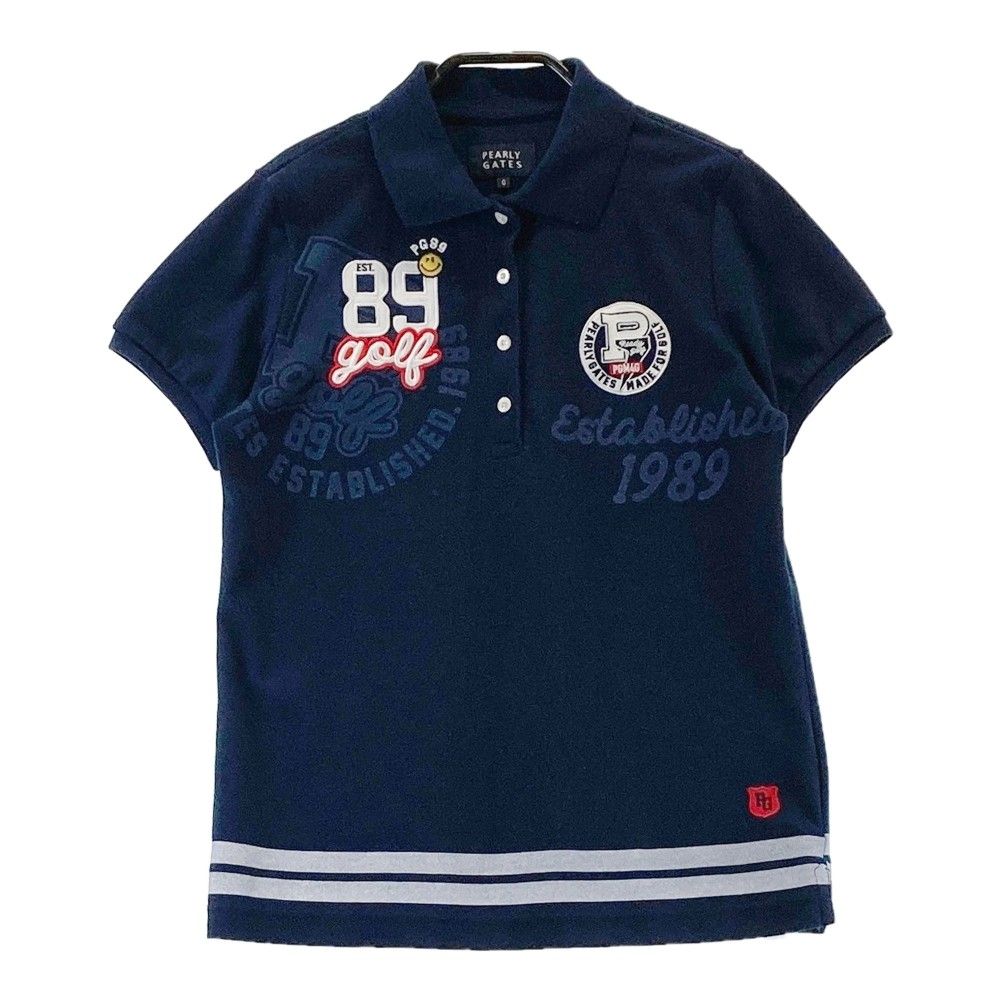 パーリーゲイツ ニコちゃん ポロシャツ 日本製 ネイビー サイズ0 パーリーゲイツ ポロシャツ ネイビー サイズ4 ニコちゃん サイズ：0