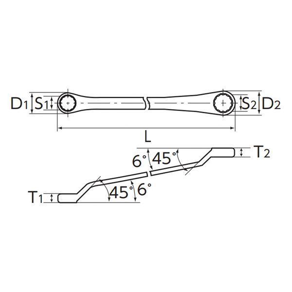 KTC 京都機械工具 45゜X6゜ロングメガネレンチ 30X32mm M5-3032