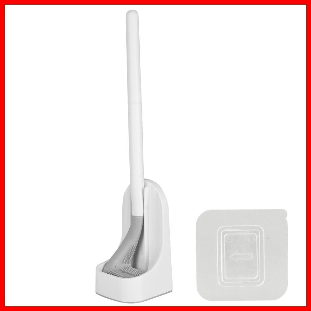 在庫処分 トイレブラシ シリコン製 柔らかい 傷防止 壁掛け 縦置き 隅々まで洗える ケース付き 速乾 ホワイト